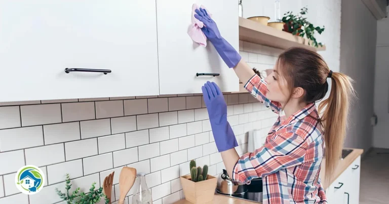 Remove sticky grease from kitchen cabinets